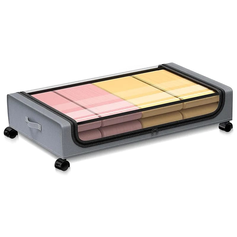 Underbed Storage Box with Wheel Cover Cloth Cover Dust-proof Shelf Suitable for Storage Clothes Shoes Blankets Toys Home Storage
